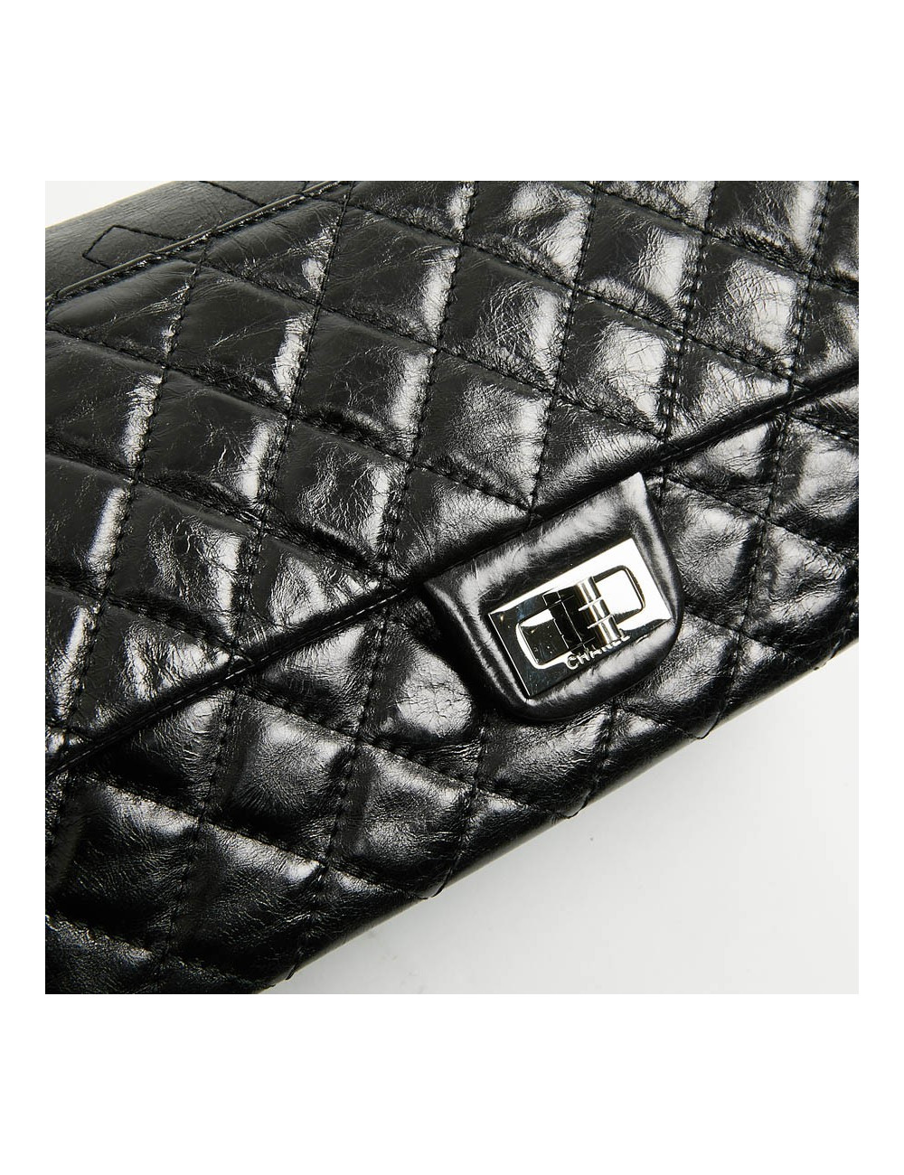Sac CHANEL cuir froissé noir