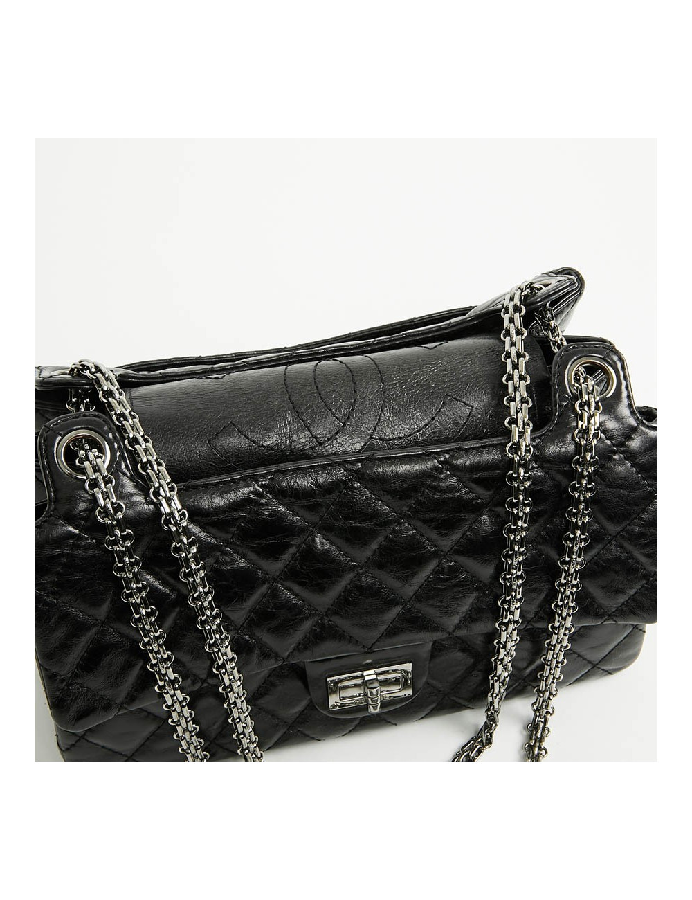 Sac CHANEL cuir froissé noir