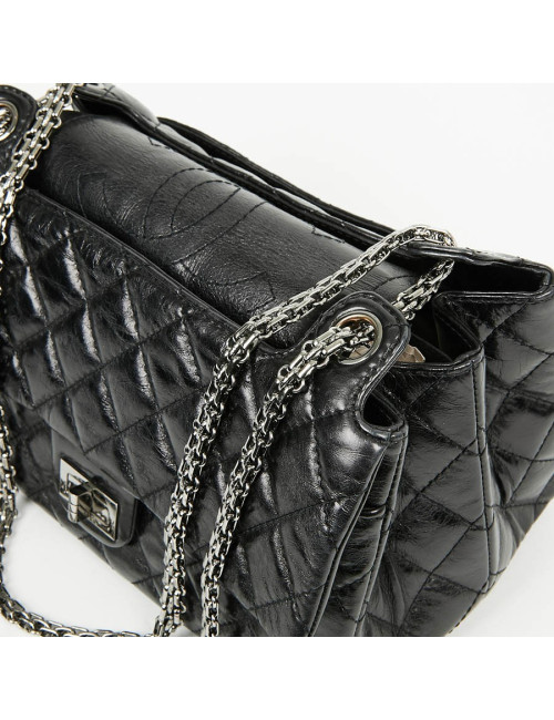 Sac CHANEL cuir froissé noir