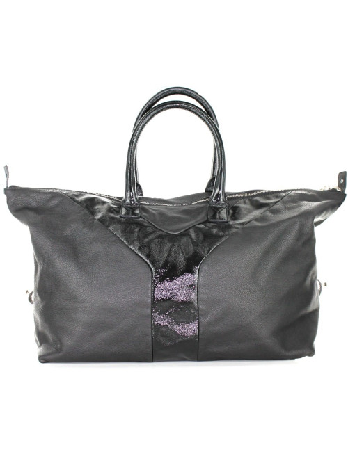 Sac YVES SAINT LAURENT en cuir noir et Y verni