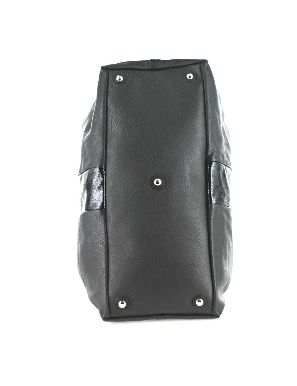 Sac YVES SAINT LAURENT en cuir noir et Y verni