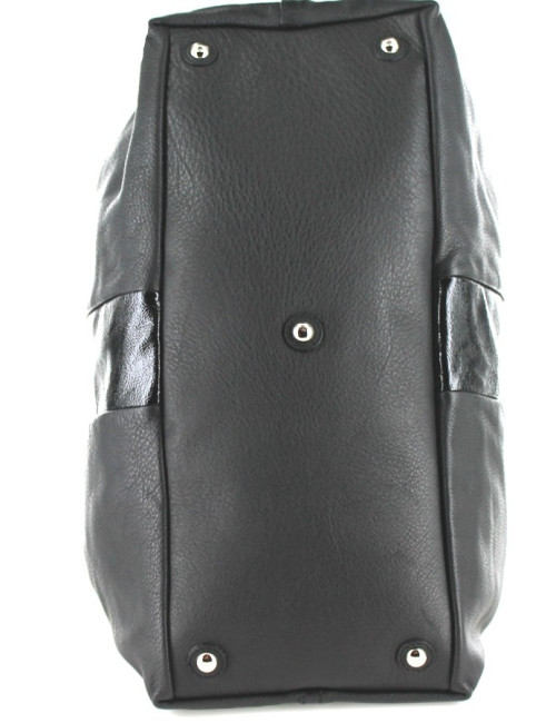 Sac YVES SAINT LAURENT en cuir noir et Y verni