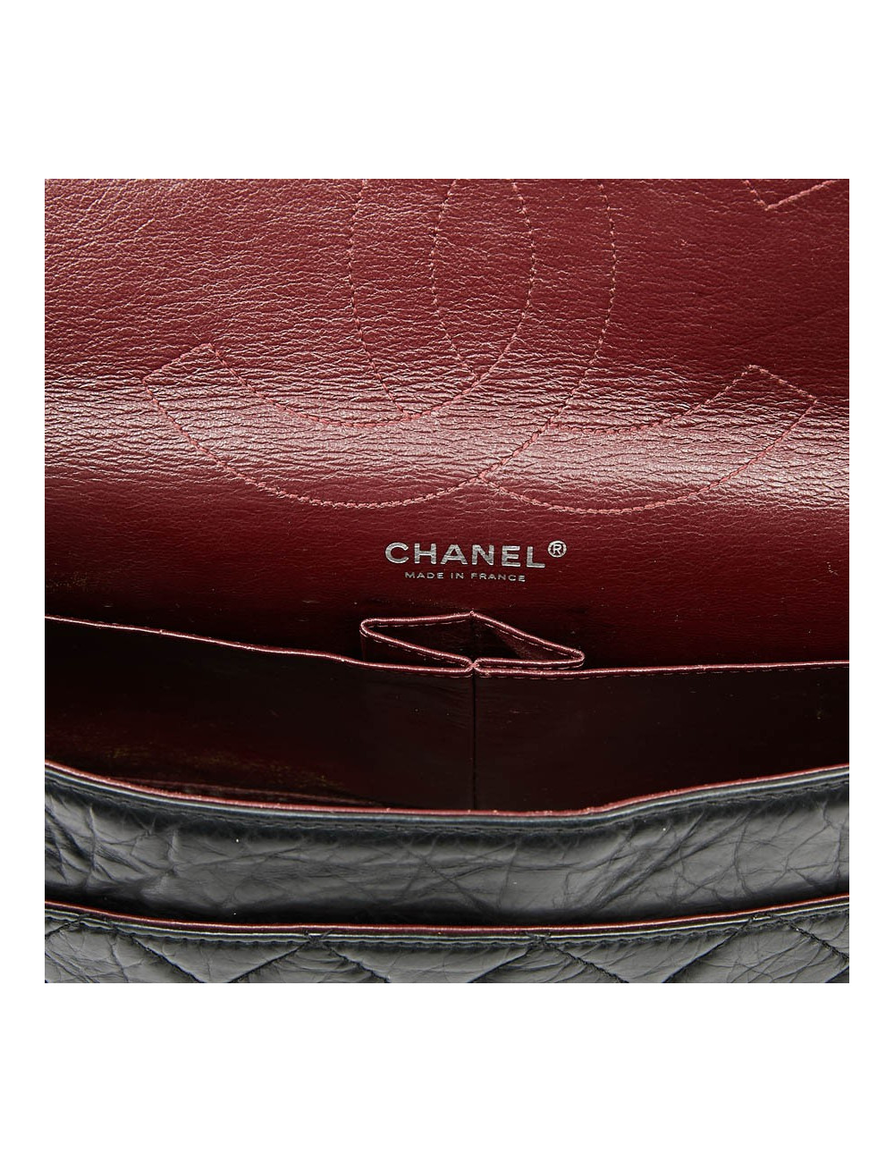 2.55 GM CHANEL cuir verni noir vieilli