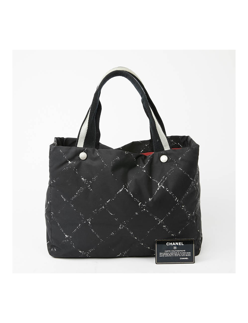 Cabas CHANEL toile noire et blanc