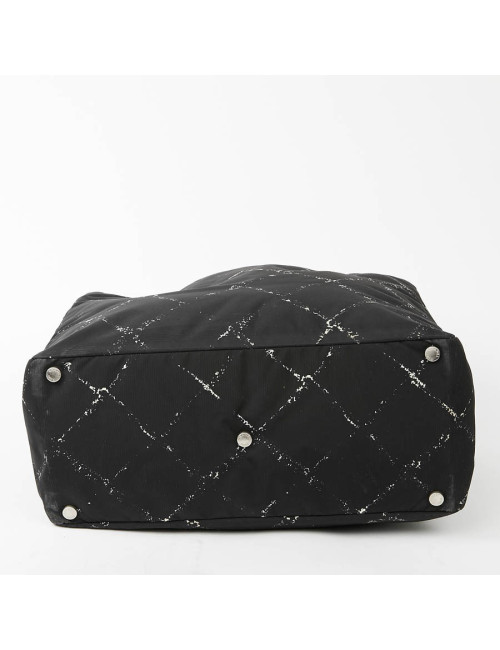 Cabas CHANEL toile noire et blanc