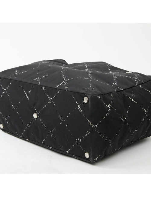 Cabas CHANEL toile noire et blanc