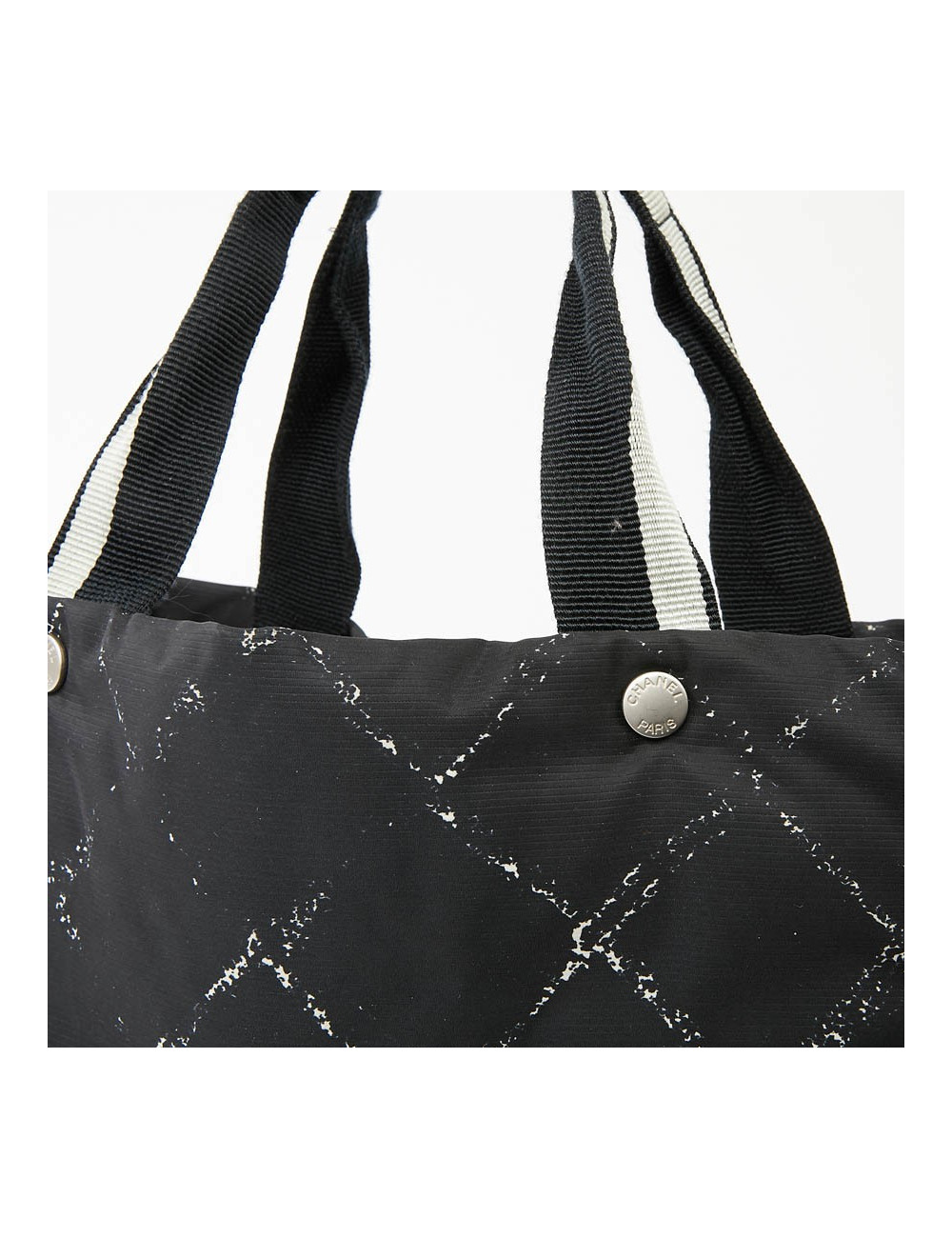 Cabas CHANEL toile noire et blanc