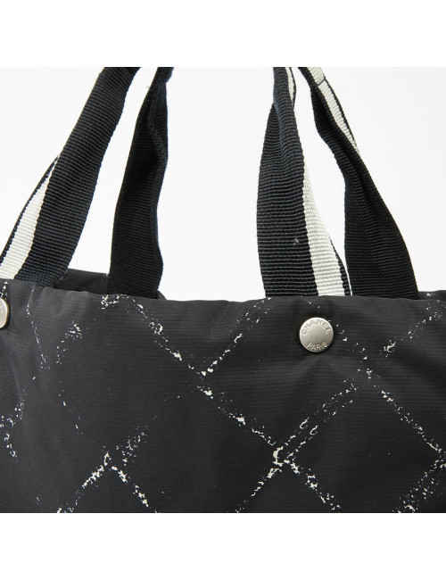 Cabas CHANEL toile noire et blanc