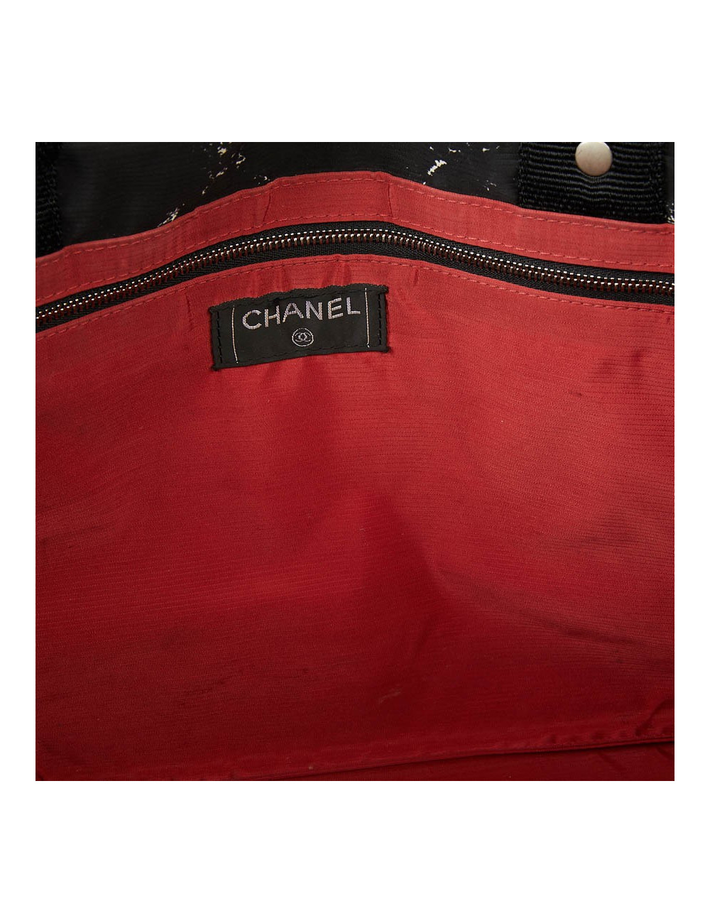 Cabas CHANEL toile noire et blanc