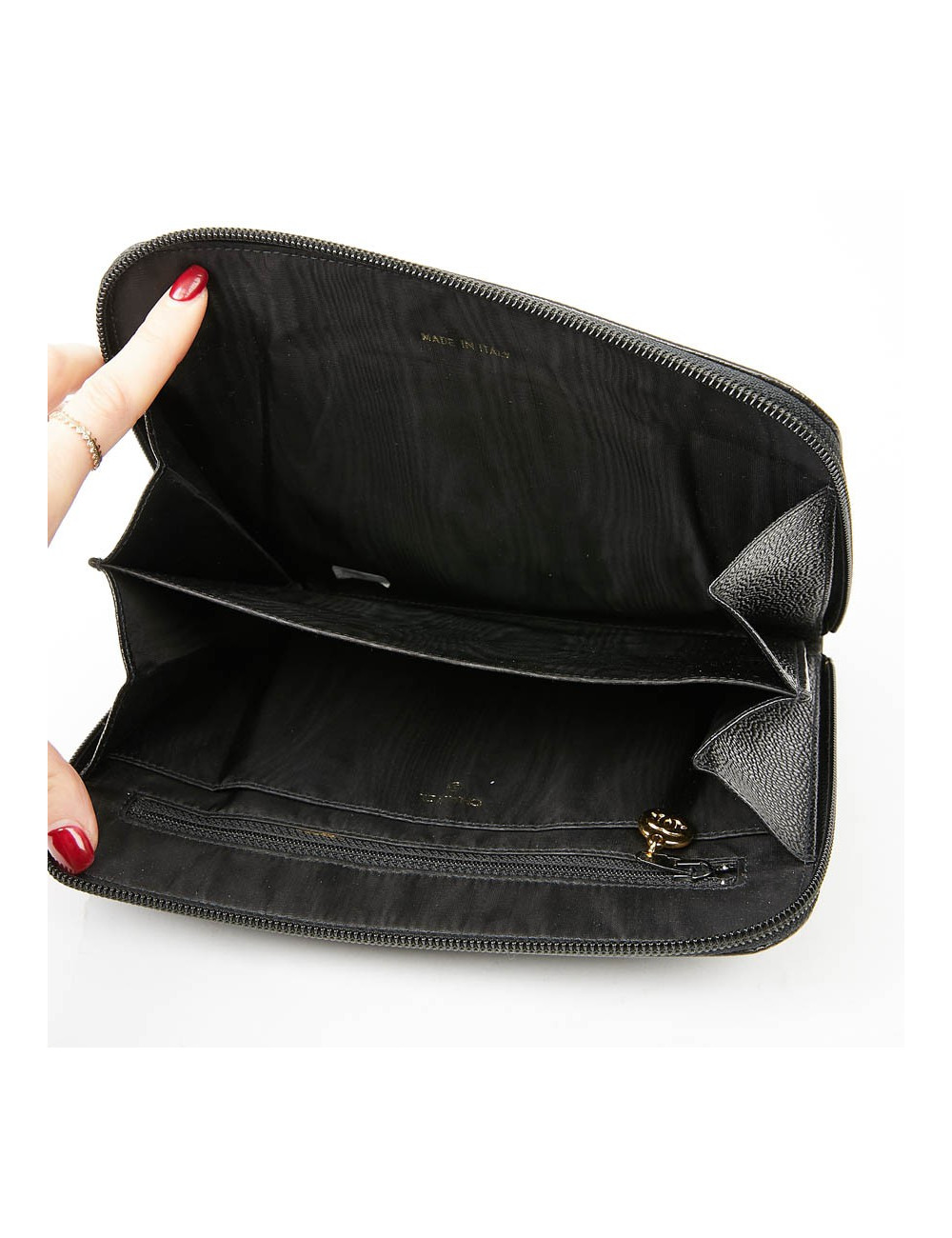 Pochette vintage CHANEL cuir grainé noir