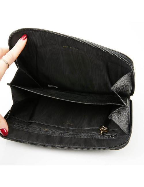 Pochette vintage CHANEL cuir grainé noir