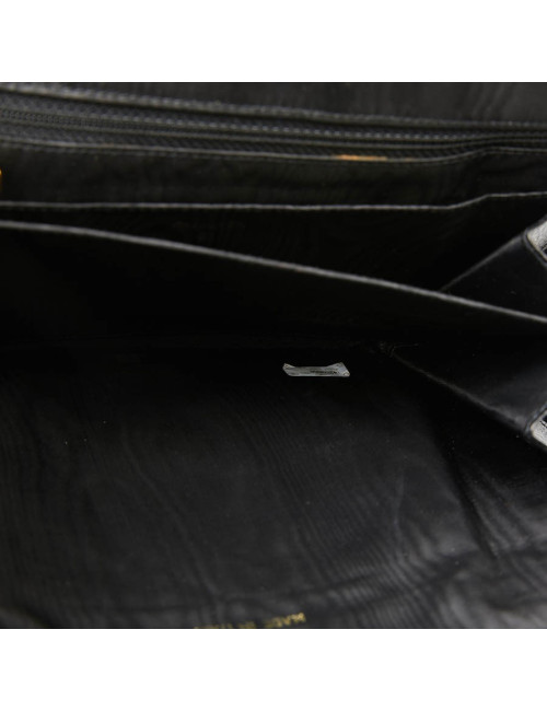 Pochette vintage CHANEL cuir grainé noir