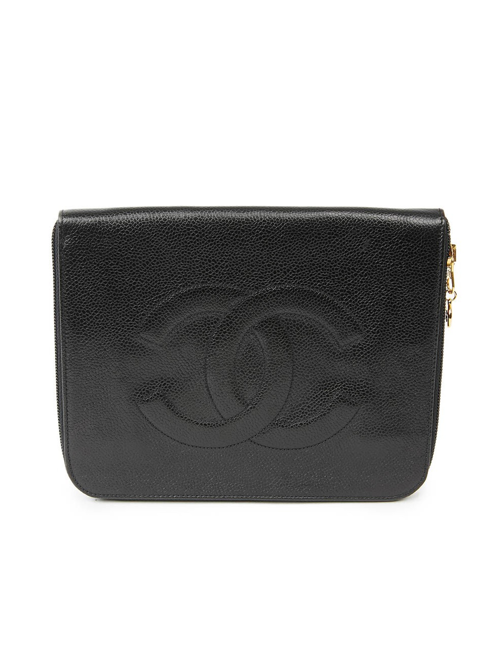 Pochette vintage CHANEL cuir grainé noir