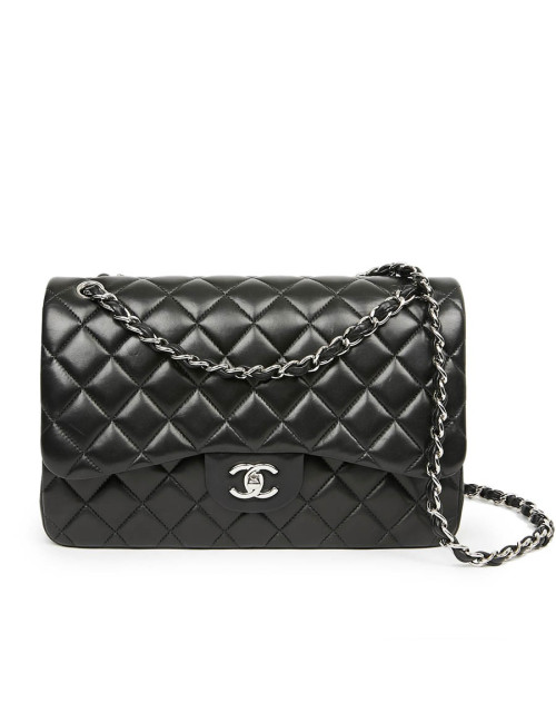 Sac CHANEL Jumbo cuir lisse noir